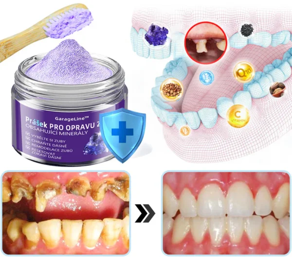 Tooth brushing powder containing minerals