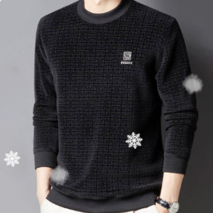 Casual Solid Jacquard Pullover Sweater for Men