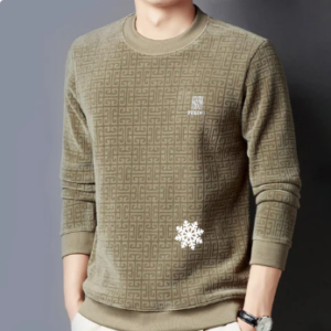 Casual Solid Jacquard Pullover Sweater for Men