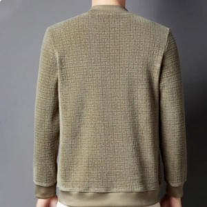 Casual Solid Jacquard Pullover Sweater for Men