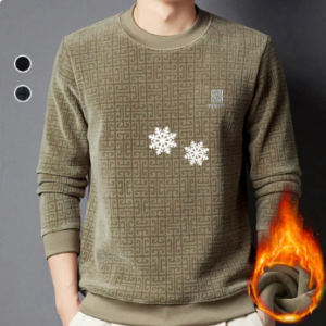 Casual Solid Jacquard Pullover Sweater for Men