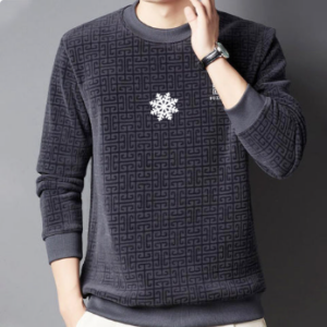 Casual Solid Jacquard Pullover Sweater for Men