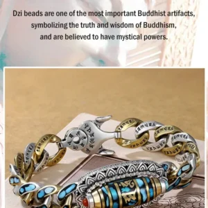 Turquoise Six-character Mantra Nine-eyed Dzi Bead Bracelet