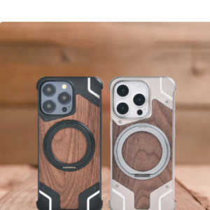 Walnut Magnetic Ring Frame Walnut Shockproof Phone Case