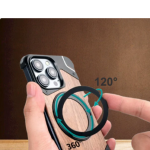 Walnut Magnetic Ring Frame Walnut Shockproof Phone Case