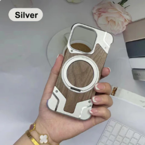 Walnut Magnetic Ring Frame Walnut Shockproof Phone Case