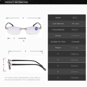 Sapphire Anti-Blue Light Multifocal Reading Glasses for Near and Far Vision