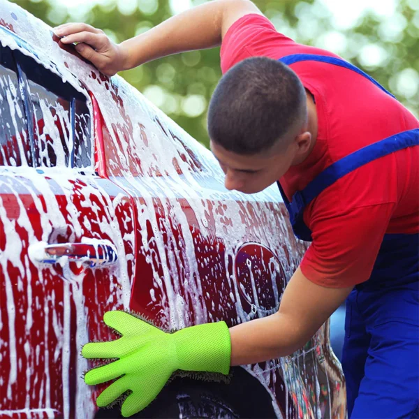 Double sided five finger car wash gloves