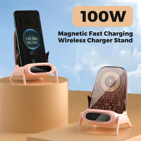 100W Magnetic Fast Charging Wireless Charger Stand Set