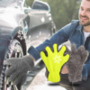 Double sided five finger car wash gloves